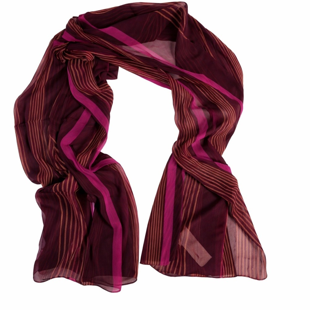 Beet Pink Striped Sheer Scarf Wrap – Lightweight Collection Eighteen